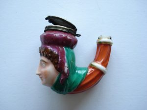 Polychromed Head Porcelain Pipe Image