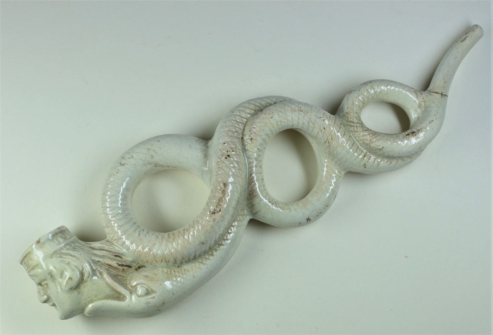 Unusual Staffordshire Pratt Ware Snake Pipe Image