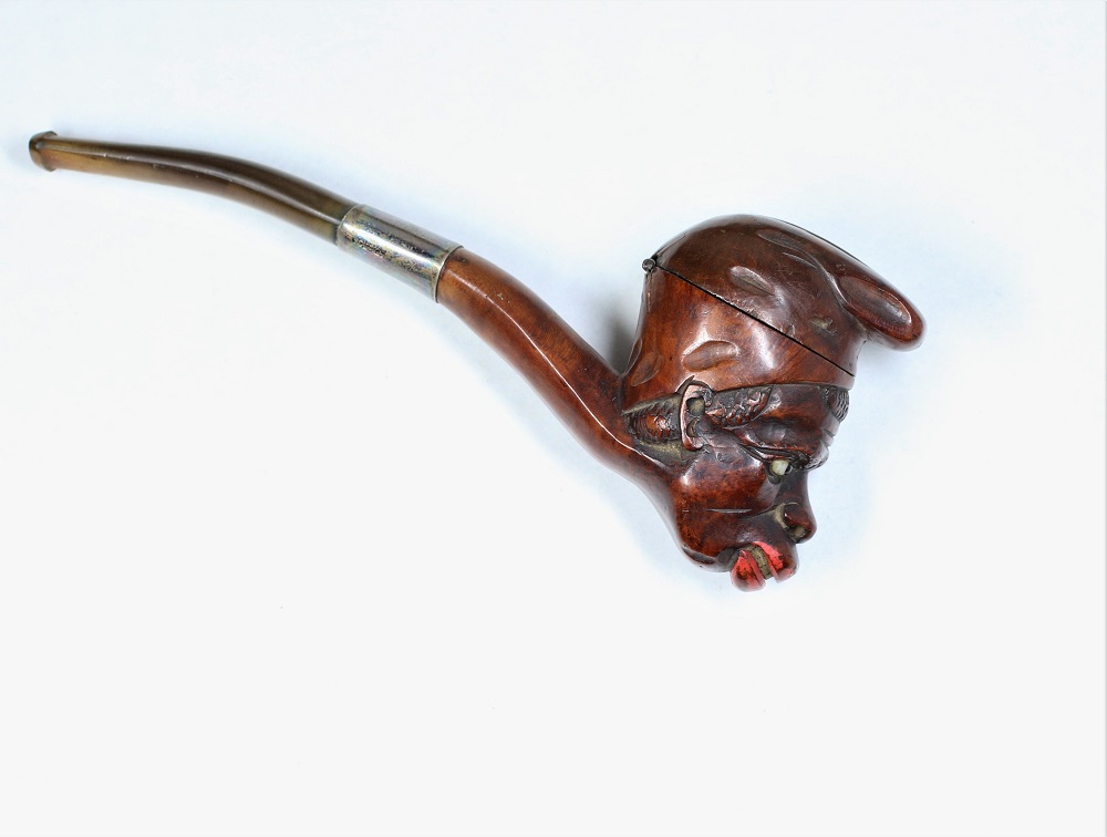 Figural Glass Eyed Black Woman Briar Pipe Image