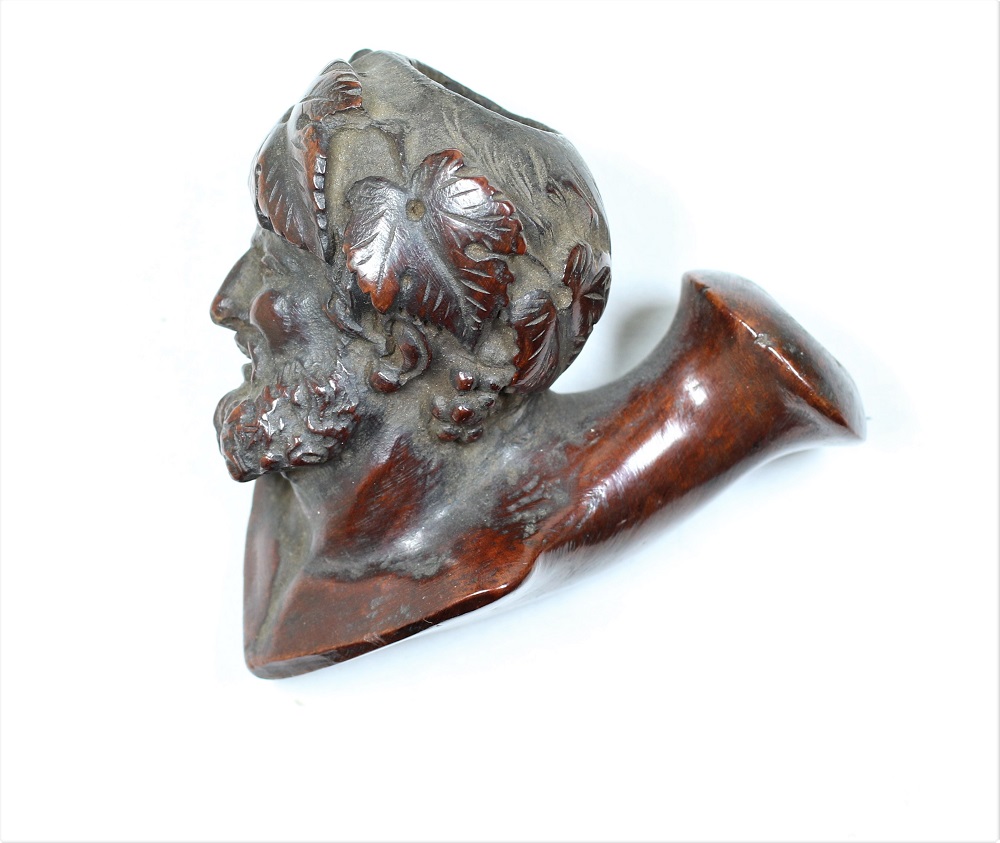 Hand Carved Bacchus Figural Briar Pipe Image