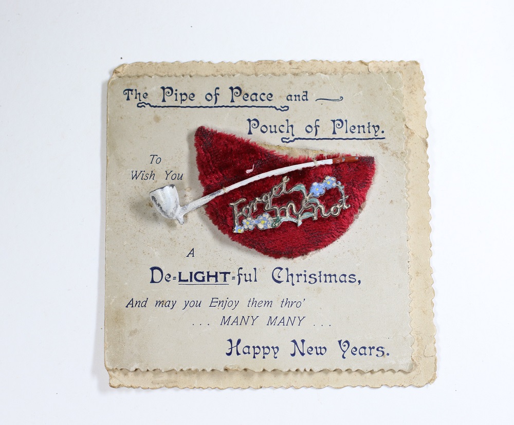 Victorian Christmas Card of Pipe and Pouch Image