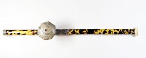 Chinese Silver Embossed Tortoiseshell Opium Pipe Image