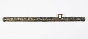 Chinese Brass Embossed Opium Pipe Image